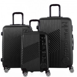 TRAVEL WORLD Ensemble de 3 Valises 55/65/75 Cm Noir