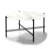 KEVIN Table de salon - Verre marbré blanc et noir - Ø 84 x H 43 cm