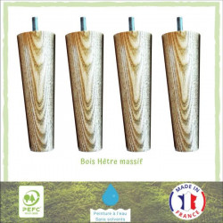 Lot de 4 pieds de lit fuseau frene naturel veiné - Ø 5 cm - H 14,5 cm