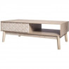 Table basse 1 tiroir - Bois avec motif - Pieds en bois - L 120 x P 60 x H 40 cm - SOFIA