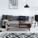 Table basse avec 2 tiroirs - Noir et chene - 110 x 60 x 34 cm - VENTURY