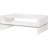 Table basse rectangulaire BELLA -MDF- Blanc laqué  - Style contemporain -1 étagere en verre - 120 x 60 x 40 cm