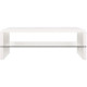 Table basse rectangulaire BELLA -MDF- Blanc laqué  - Style contemporain -1 étagere en verre - 120 x 60 x 40 cm
