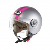 NOX N210 Casque Jet Gris Mat et Rose Fluo