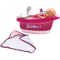 Smoby - Baby Nurse - Baignoire Balnéo - Pour Poupons et Poupées - Jets d'eau et Bulles - Lumieres LED
