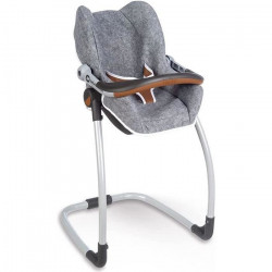 Smoby - Bébé Confort - Siege Gris + Chaise Haute 3 en 1 - Pour Poupons et Poupées - Fonction Balancelle