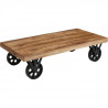 Table basse - Pieds métal a roulettes - Bois - L 120 x P 60 x H 30 cm