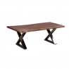 Table basse en Acacia - Pieds métal Chrome - L 120 x P 70 x H 42 cm