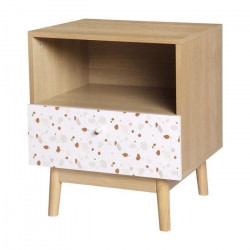 Table de chevet Gardenia - 1 tiroir - Beige naturel - Panneaux de particules et MDF - L 45 x P 40 x H 52 cm