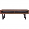 Table basse rectangulaire - Noyer et noir - Avec 2 niches de rangement - industriel - Sur pieds - L 120 x l 60 x H 40 cm