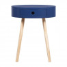 Table de chevet Joé - 1 tiroir - Bleu foncé - MDF laqué avec piétement en Bois pin massif - 48 x 40 x 40 cm