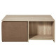 Ensemble table basse bois MDF Décor Naturel + 2 poufs tissu Taupe - L 100 x P 60 x H 41,8 cm - ALICE