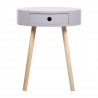 Table de chevet avec 1 tiroir - MDF laqué avec piétement en Bois pin massif - Gris clair - Joe