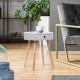 Table de chevet avec 1 tiroir - MDF laqué avec piétement en Bois pin massif - Gris clair - Joe