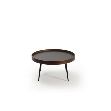 Table salon - Noyer et noir - - L 80 x P 80 x H 40 cm  - ROSA