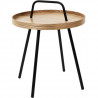 Bout de canapé rond - Beige et noir - Style industriel - Sur pieds - 40 x 40 x 48,50 cm - Avec poignée