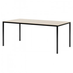 FAMILY Table a manger de 6 a 8 personnes style contemporain décor chene sonoma et noir mat - L 180 x l 90 cm