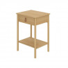 Table de Chevet 1 tiroir - Bois et melamine avec poignée en cuir - L 48 x P 40 x H 69 cm