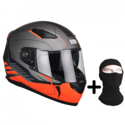 CGM Casque intégral 317G Silverstone + Cagoule - Homme - Noir et orange