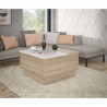 Table basse - Décor chene sonoma et blanc mat - 2 abattants avec rangement - L 80 x P 80 x H 45 cm - JOWITA