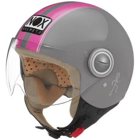 NOX Casque Jet N210 Gris Nardo Rose