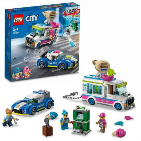 LEGO 60314 City La Course-Poursuite du Camion de Glaces, Jouet Voiture pour Enfants +5 Ans, avec Véhicule d'Interception