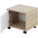 Table de chevet enfant 1 porte sur roulettes - Naturel L:40 H:35 P:35 - Décor Blanc - Modele Camille - GAMI