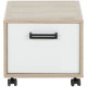 Table de chevet enfant 1 porte sur roulettes - Naturel L:40 H:35 P:35 - Décor Blanc - Modele Camille - GAMI
