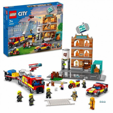 LEGO 60321 City Fire La Brigade Pompiers Set de Construction avec Flammes, Minifigures, Jouet Camion pour Enfants des 7 ans