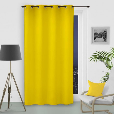 SOLEIL D'OCRE Rideau occultant a oeillets - 135x250 cm - Jaune