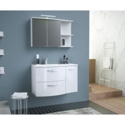 ONDE Meuble de Salle de bain simple vasque L 90cm - Blanc brillant