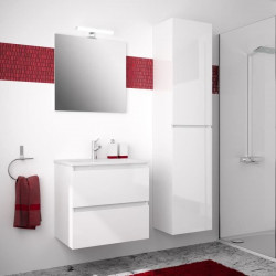 Ensemble Meuble de salle de bain 2 tiroirs - Blanc brillant - L 60 cm - LAGOON