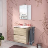 Ensemble Meuble de salle de bain 2 tiroirs - Décor chene - L 60 cm - LAGOON