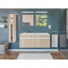 ALBAN Salle de Bain complete L 120cm - Meuble + Vasque + Colonne vitrée - Décor chene Sonoma