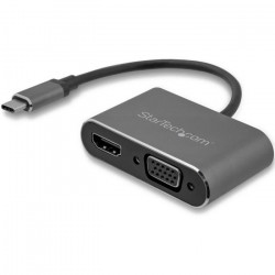 StarTech.com Adaptateur multiport AV numérique USB-C - Sorties vidéo VGA / HDMI 4K 30 Hz - Gris sidéral - Câble intégré (CDP2…