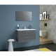 GLOSSY Meuble de Salle de bain simple vasque L 80cm - Gris foncé laqué brillant
