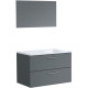 GLOSSY Meuble de Salle de bain simple vasque L 80cm - Gris foncé laqué brillant