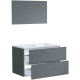 GLOSSY Meuble de Salle de bain simple vasque L 80cm - Gris foncé laqué brillant