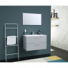 GLOSSY Meuble de salle de bain simple vasque L 80cm - Gris clair laqué brillant