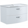 Ensemble Meuble de salle de bain 2 tiroirs + Vasque - Blanc - L 80,5 x P 46 x H 14 cm - BENT