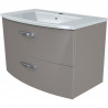 Ensemble Meuble de salle de bain 2 tiroirs + Vasque - Taupe - L 80,5 x P 46 x H 14 cm - BENT