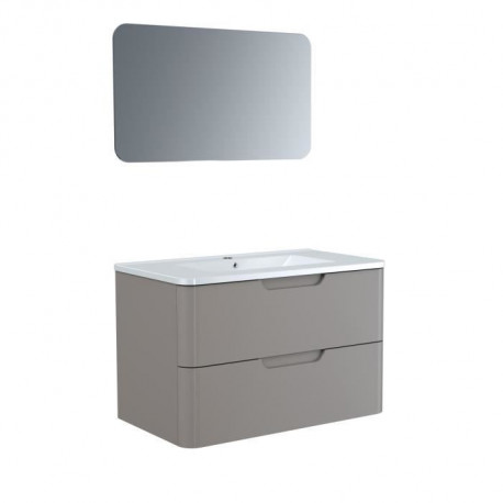 RONDO Meuble salle de bain - L 80 cm - 2 tiroirs + vasque - Taupe