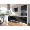 EXTRA - Cuisine complete d'angle colonne L 300cm - Noir Laqué