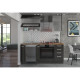 LASSEN Cuisine complete L 180 cm avec meuble four et plans de travail - Gris Matera