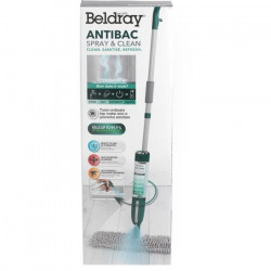 BELDRAY Antibac Spray & Clean Mop - Balai éléctrique avec spray - Bouteille d'eau réutilisable 400ml - Tampon de balai en mic…