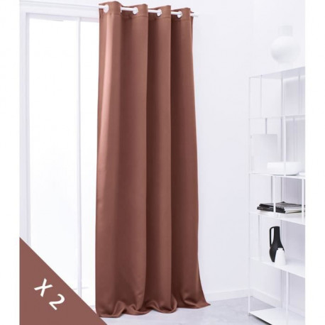 TODAY Lot de 2 rideaux occultants Essential - Terracota - oeillets argentés - Polyester - 140 x 240 cm