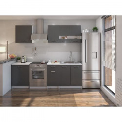 EXTRA Cuisine Complete avec plan de travail L 240 cm - Gris mat