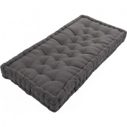 COTTON WOOD Coussin de palette 100 % Coton uni - 60x120x10 cm - Gris anthracite