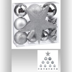 FEERIC LIGHTS & CHRISTMAS Kit de 18 pieces de boules de Noël - Argent