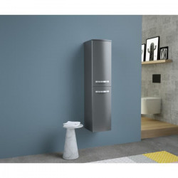 ONDE Colonne de salle de bain L 30cm façade arrondie - Gris brillant laqué